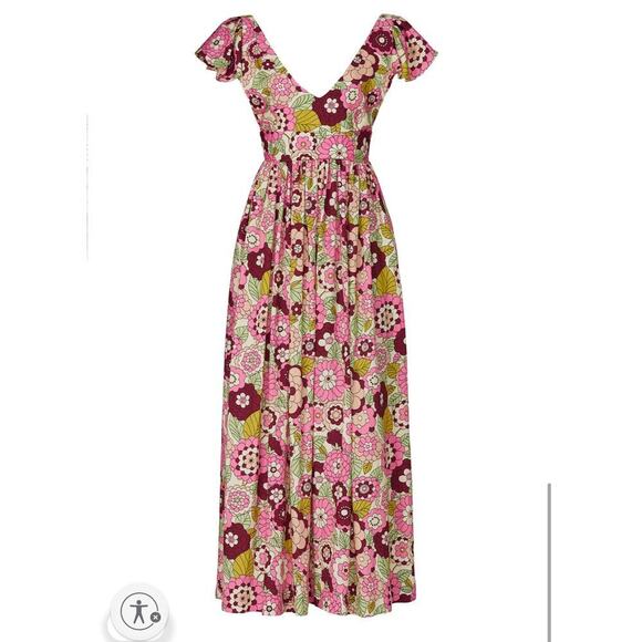 B42 Dodo Bar Or Floral Dress Womens Small Boho Swiftie Dollcore Holiday Garden - Picture 4 of 11